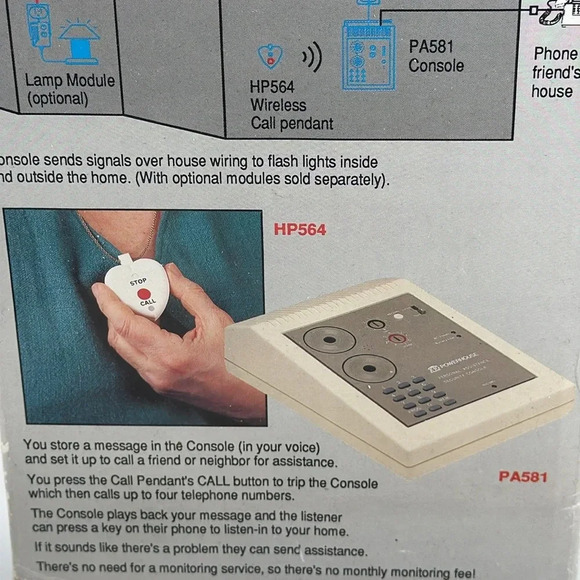 💥POWERHOUSE personal assistance security system model pa5800 x10 w/original box - Picture 7 of 16